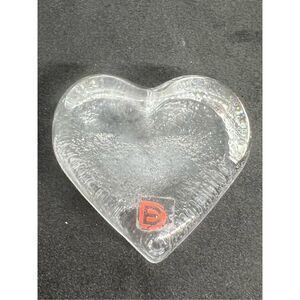 Dartington England Heart Shaped Art Glass Paperweight 2 1/2" X 2 1/2" X 1"